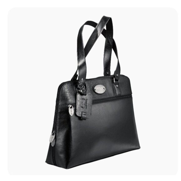 Kenneth Cole Reaction Womens Genuine Leather Black Laptop Tote‎ Bag - Picture 1 of 7